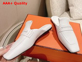 Hermes Eloge Mule Blanc Boarded Goatskin Replica