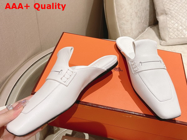 Hermes Eloge Mule Blanc Boarded Goatskin Replica