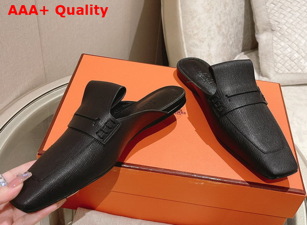 Hermes Eloge Mule Noir Boarded Goatskin Replica