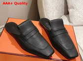 Hermes Eloge Mule Noir Boarded Goatskin Replica