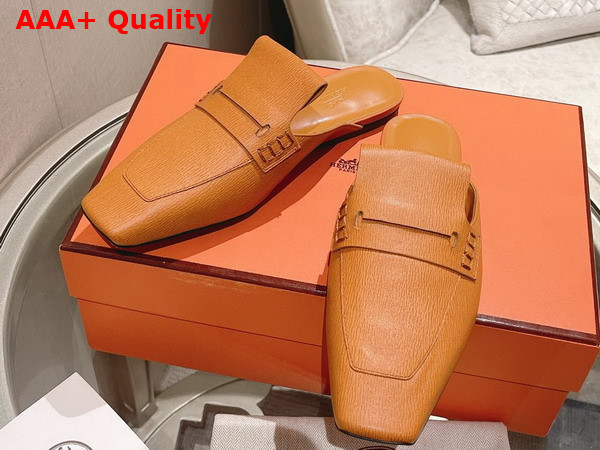 Hermes Eloge Mule Tan Boarded Goatskin Replica