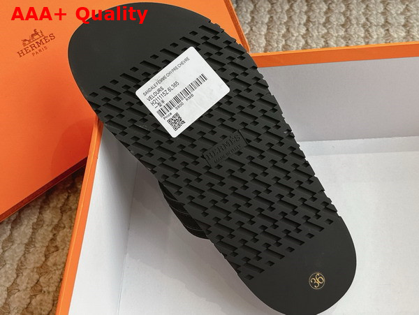 Hermes Empire Sandal in Black Suede Goatskin Replica