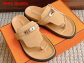 Hermes Empire Sandal in Suede Goatskin Beige Albatre Replica