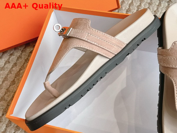 Hermes Empire Sandal in Suede Goatskin Rose Porcelaine Replica