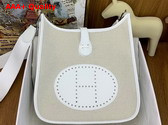 Hermes Evelyne 29 Bag in Natural Canvas and White Leather Replica