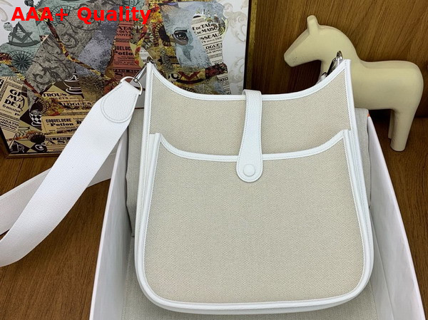 Hermes Evelyne 29 Bag in Natural Canvas and White Leather Replica