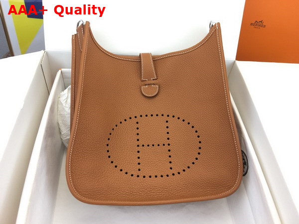 Hermes Evelyne III 29 Bag in Gold Brown Taurillon Clemence Leather Replica