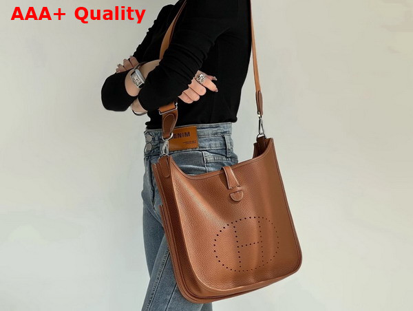 Hermes Evelyne III 29 Bag in Gold Brown Taurillon Clemence Leather Replica
