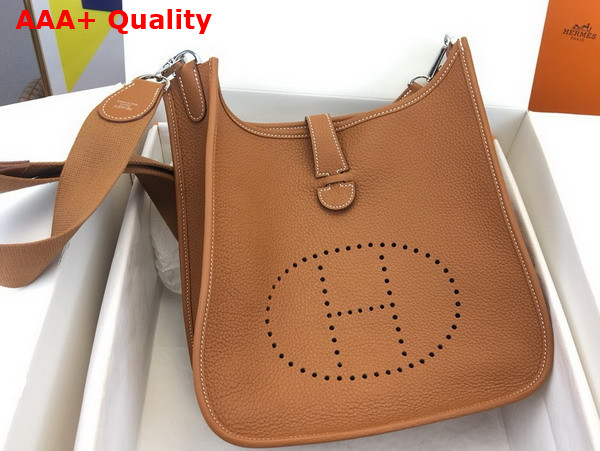 Hermes Evelyne III 29 Bag in Gold Brown Taurillon Clemence Leather Replica