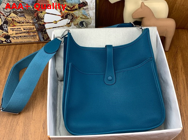 Hermes Evelyne III 29 Bag in Taurillon Clemence Leather Blue Replica