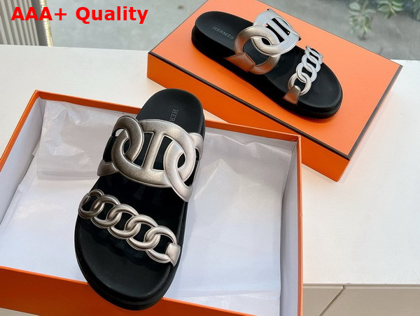 Hermes Extra Sandal in Aged Silver Nappa Leather Replica