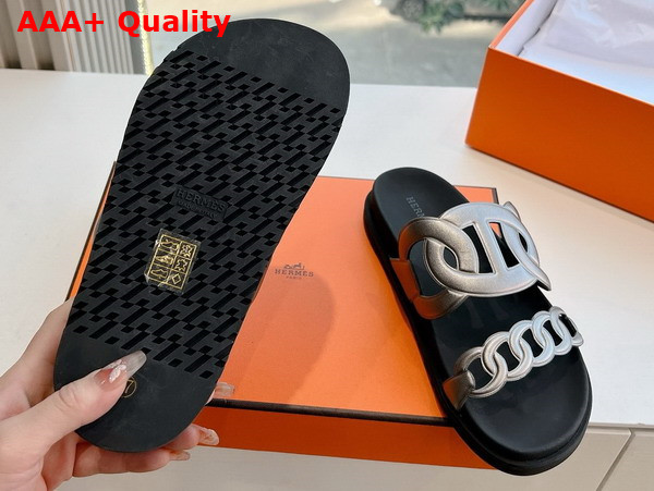 Hermes Extra Sandal in Aged Silver Nappa Leather Replica