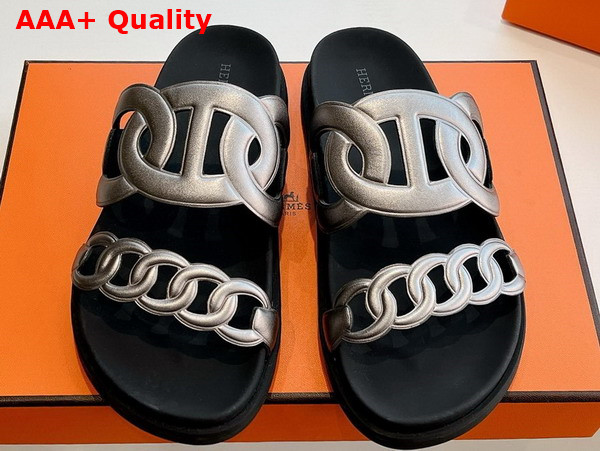 Hermes Extra Sandal in Aged Silver Nappa Leather Replica
