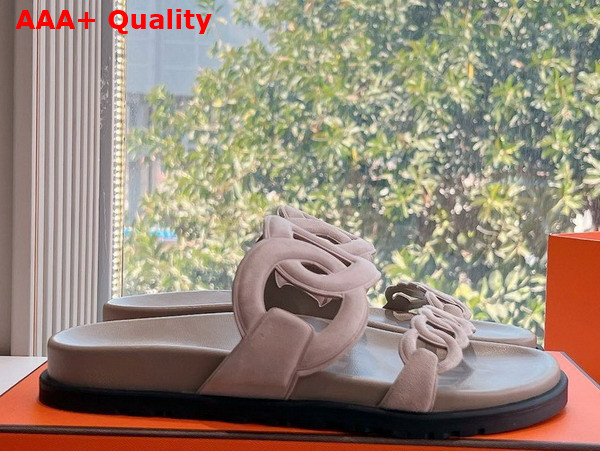 Hermes Extra Sandal in Beige Perlino Suede Goatskin Replica