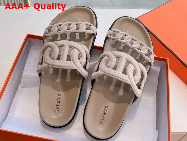 Hermes Extra Sandal in Beige Perlino Suede Goatskin Replica