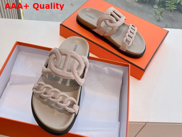 Hermes Extra Sandal in Beige Perlino Suede Goatskin Replica