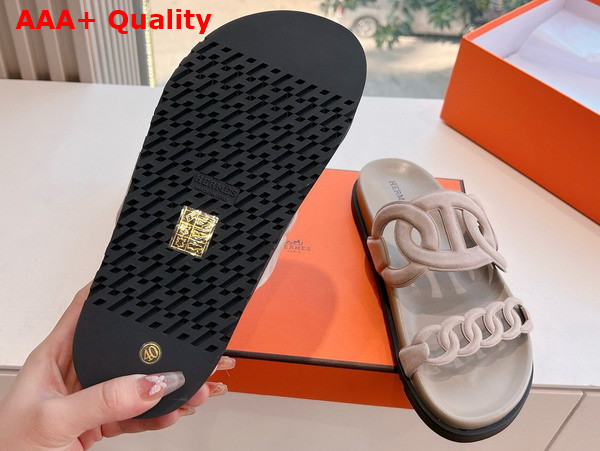 Hermes Extra Sandal in Beige Perlino Suede Goatskin Replica