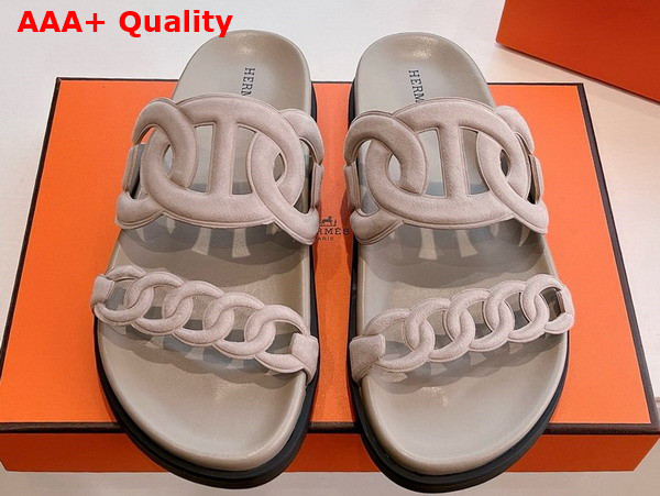 Hermes Extra Sandal in Beige Perlino Suede Goatskin Replica