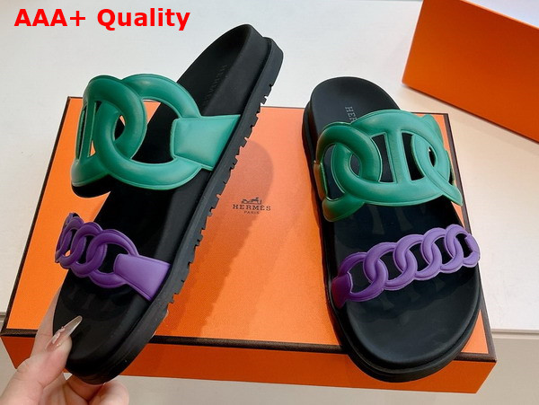 Hermes Extra Sandal in Nappa Leather Green and Purple Replica