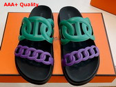 Hermes Extra Sandal in Nappa Leather Green and Purple Replica