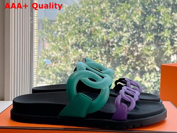 Hermes Extra Sandal in Nappa Leather Green and Purple Replica
