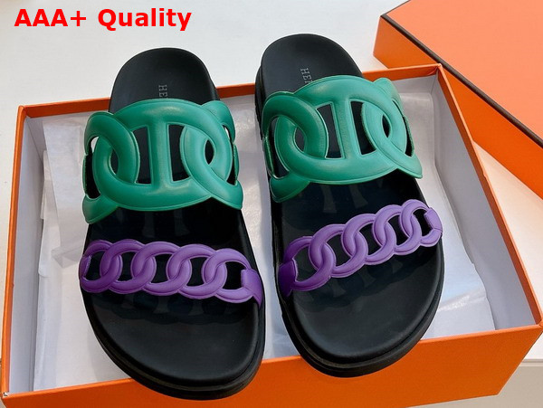 Hermes Extra Sandal in Nappa Leather Green and Purple Replica