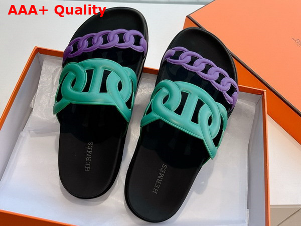 Hermes Extra Sandal in Nappa Leather Green and Purple Replica
