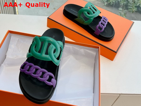 Hermes Extra Sandal in Nappa Leather Green and Purple Replica