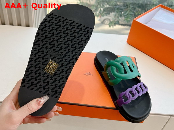 Hermes Extra Sandal in Nappa Leather Green and Purple Replica