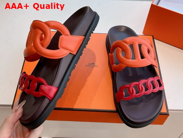 Hermes Extra Sandal in Nappa Leather Orange and Red Replica