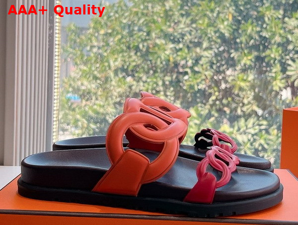 Hermes Extra Sandal in Nappa Leather Orange and Red Replica