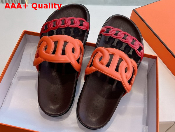 Hermes Extra Sandal in Nappa Leather Orange and Red Replica