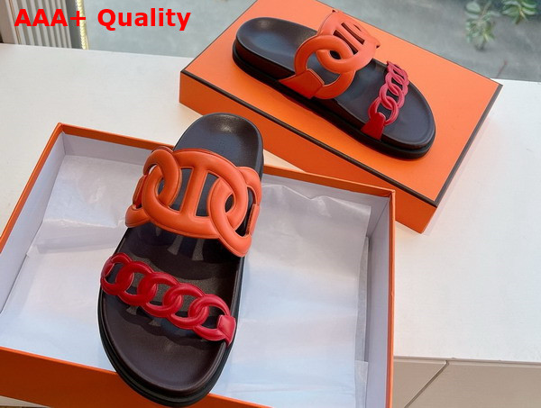 Hermes Extra Sandal in Nappa Leather Orange and Red Replica