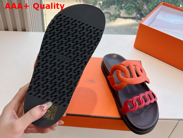 Hermes Extra Sandal in Nappa Leather Orange and Red Replica
