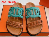 Hermes Extra Sandal in Suede Goatskin Bleu Mineral Naturel Replica