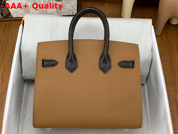 Hermes Faubourg Birkin 20 Tan Taiga Cowhide Leather and Brown Alligator Leather Replica