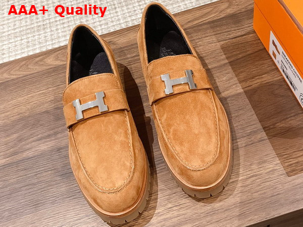 Hermes Faubourg Loafer in Naturel Suede Goatskin Replica