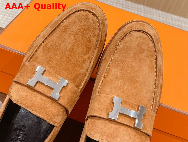 Hermes Faubourg Loafer in Naturel Suede Goatskin Replica