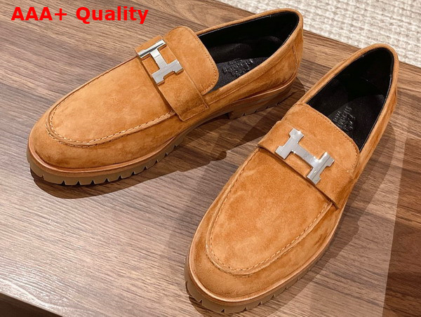 Hermes Faubourg Loafer in Naturel Suede Goatskin Replica