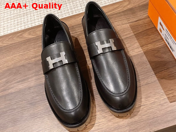 Hermes Faubourg Loafer in Noir Calfskin Replica