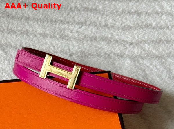 Hermes Focus Belt Buckle Reversible Leather Strap 13mm Light Purple and Red Replica