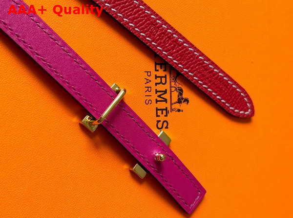 Hermes Focus Belt Buckle Reversible Leather Strap 13mm Light Purple and Red Replica
