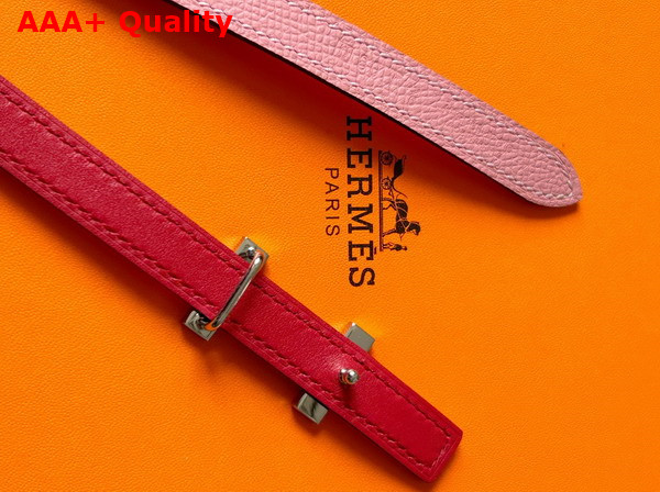 Hermes Focus Belt Buckle Reversible Leather Strap 13mm Pink and Red Replica
