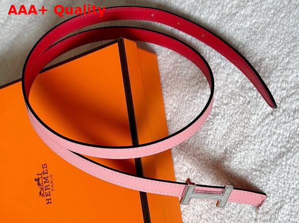 Hermes Focus Belt Buckle Reversible Leather Strap 13mm Pink and Red Replica
