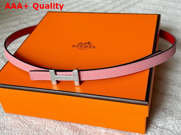 Hermes Focus Belt Buckle Reversible Leather Strap 13mm Pink and Red Replica