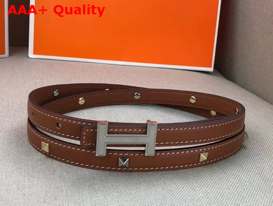 Hermes Focus Belt Buckle and Clous Medor Leather Strap 13mm Swift Calfskin Gold Replica