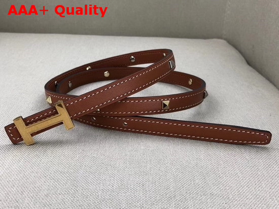 Hermes Focus Belt Buckle and Clous Medor Leather Strap 13mm Swift Calfskin Gold Replica