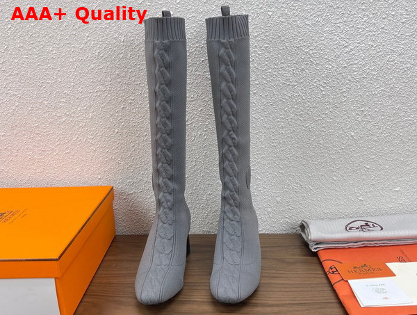 Hermes Fontaine 60 Boot in Grey Knit Replica