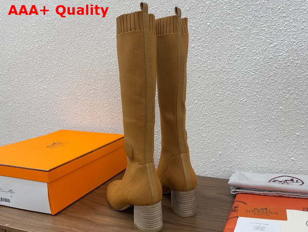 Hermes Fontaine 60 Boot in Tan Knit Replica