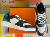 Hermes Free Sneaker Noir Blanc Bleu Nuit Calfskin and Epsom Calfskin Replica